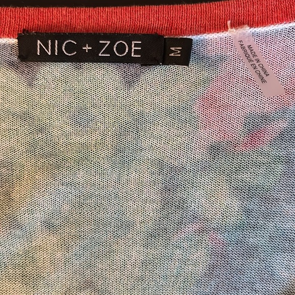 NIC + ZOE printed floral button up cotton blend cardigan size M - Picture 4 of 8